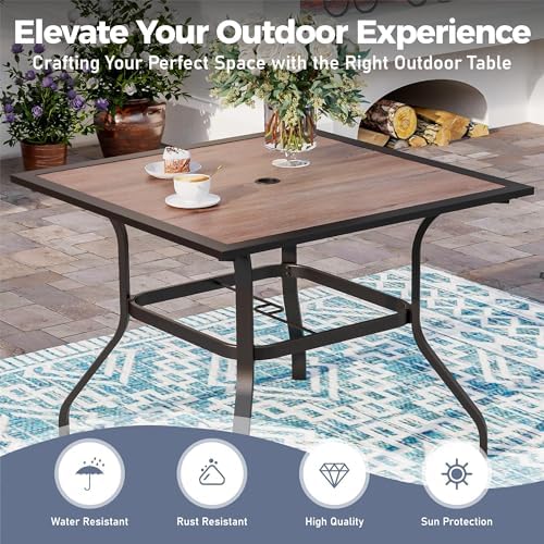 SUNSHINE VALLEY Patio Dining Set for 4, 37" Metal Table & Blue Chairs - Image 4