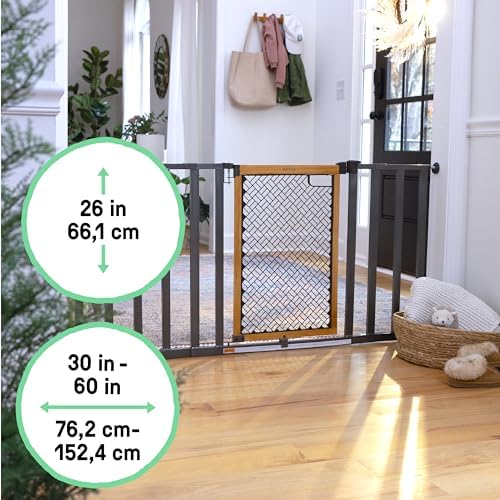 Ingenuity Ingenuity Thruway 60XW Series Extra Wide Safety Pet&Baby Gate,30"-60" Wide,26" Tall,Pressure or Hardware Mounted,Install Wall to Wall in Doorway or Stairway–Honey Oak Stained Wood&Metal - Image 5