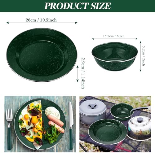 Nuogo 12 Pcs Enamel Camping Tableware Set Dinnerware Kit - Image 3