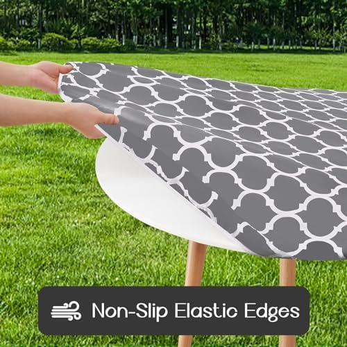 Romanstile Round Fitted Vinyl Tablecloth with Elastic Edge 100% Waterproof - Image 2