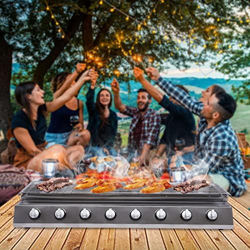 Outdoor Barbecue Grill, 8 Burner Gas Countertop Griddle Commercial Portable Grill Table Top Stainless Steel Propane Gas BBQ for Barbecue, Restaurants, Food Stalls, Buffets - Image 3