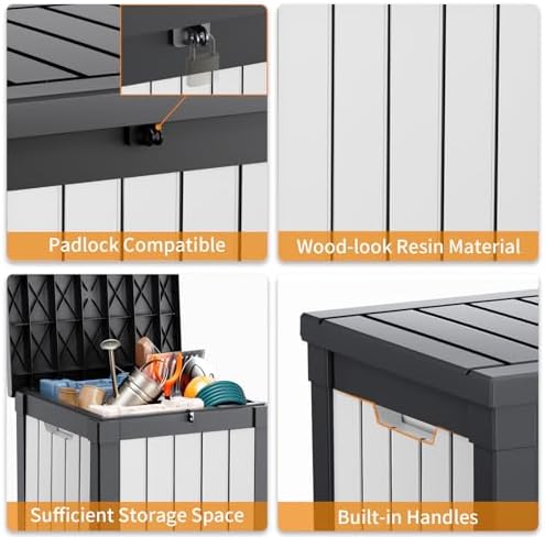 PatioZen 53 Gallon Package Delivery Boxes for Outside, Lokable Secure Resin Package Delivery Box with Lid, Weatherproof and Anti-Theft Storage for Outdoor Front Door,Curbside, House (Black&White) - Image 3