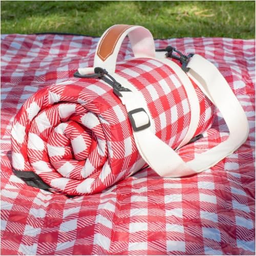 Genovega Waterproof Picnic Blanket Beach Outdoor Camping Mat Rug Extra Large Foldable Cute Big Travel Essential Accessories Gift Park Patio Lawn Garden Grass Ground Music Festival Must Have Checkered by genovega