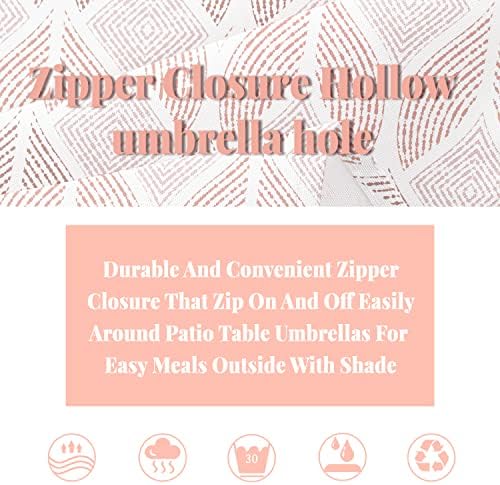 Outdoor Tablecloth with Umbrella Hole Fabric Spill Proof and Waterproof with Zipper Floral Tablecloth for Spring/Summer/Party/Picnic Rectangle 60 x 84 in - Image 6