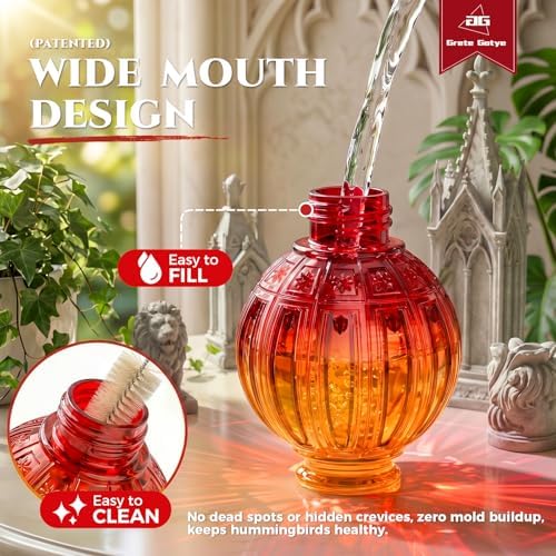 Glass Hummingbird Feeder for Outdoors Hanging, 26 fl oz Bird Nectar Feeder - Image 3