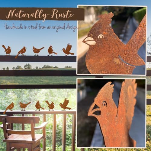 OULYDEKO 5PCS Rusty Birds Decoration, Garden Decor Spring Decorations Outdoor, Metal Birds Yard Decor Perfect Yard Art and Large Outdoor Ornaments, Cardinal Gifts，Metal Bird Silhouette Statues - Image 4