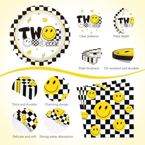 170 Pcs Two Cool Birthday Party Decorations for Boys, Serves 24 - Image 3