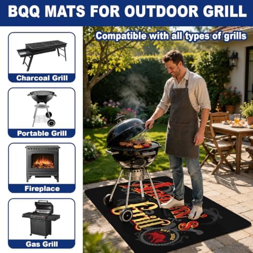 Custom XL Under The Grill Mat, Personalized Name BBQ Floor Mat (D5) - Image 7