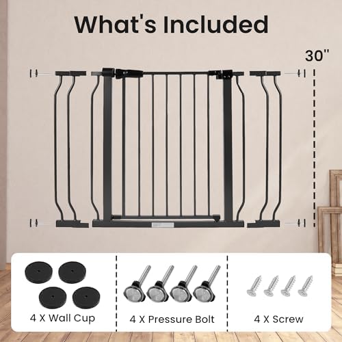 BalanceFrom 29.1-43.3" Easy Walk-Thru Baby and Pet Safety Gate with Hold-Open and Auto-Close – Adjustable Steel Barrier for Stairs, Doorways, and Hallways, No Drilling Installation - Image 6