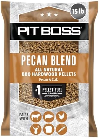 Pit Boss Pecan Blend 100% All Natural Hardwood BBQ Pellets, 15 lb Bag by PitBoss%C2%AEGrills