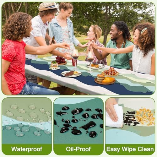 Picnic Table and Bench Cover Set, Waterproof Fitted Elastic Cloth - Image 4