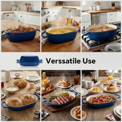 Northriver Casting Enameled Cast Iron Oval Dutch Oven for Bread Baking，12"x8" Bread Pot with Lid，Ideal for Sourdough, Artisan Loaves & Family Meals，5 Qt - Image 5