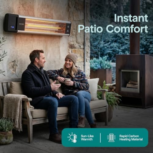 SereneLife Infrared Patio Heater, 1500W, IP65 Approved, Odorless, Wall-Mounted Heater with Remote, Indoor/Outdoor for Patio, Restaurant, Backyard, Garage, Decks - Image 2