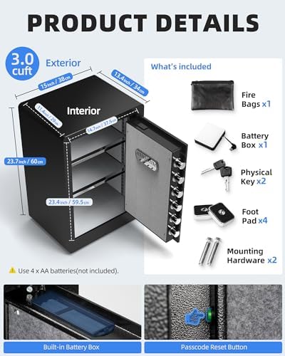DAYI Safe Box, 3.0 Cu. Ft. Home Safes with Fireproof Bag for Valuables Docs - Image 6