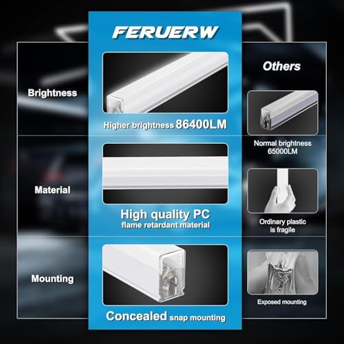 FERUERW Hexagon Garage Lights 5 Hex Grid, 3 Color Temperature - Image 4