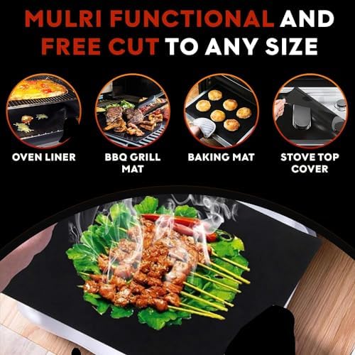 3 Pack Non-Stick Heavy Duty Oven Liners Set for Bottom of Electric Oven by Grill Magic - Thick, Heat Resistant Fiberglass Mat - Easy to Clean, Reduce Spills, Stuck Foods & Clean Up - BPA Free - Image 2