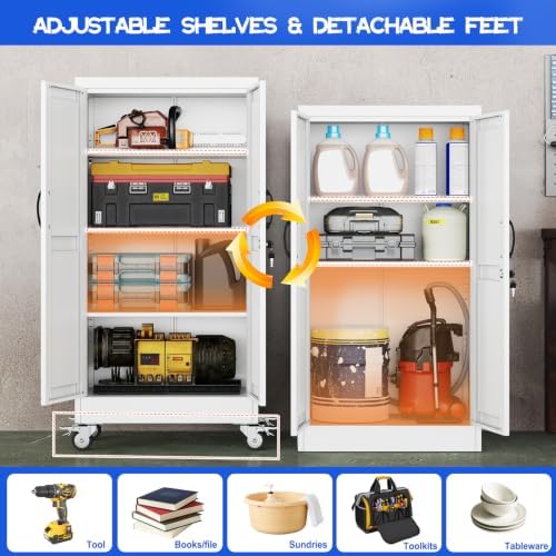 GAIOUS 47.2" Tall Metal Storage Cabinet with Lock and Wheels,Office Cabinet - Image 3