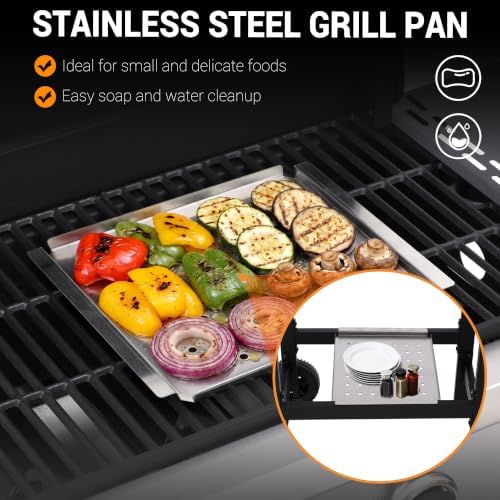 4-Burner Propane Gas Grill with Folding Side Tables - Image 6