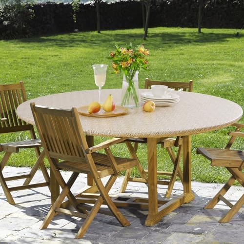 Romanstile Round Fitted Vinyl Tablecloth with Elastic Edge 100% Waterproof - Image 6
