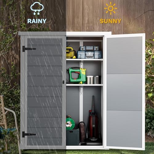 DWVO Outdoor Tall Storage Shed 50 Cuft with 2 Shelves and Floor - Image 5