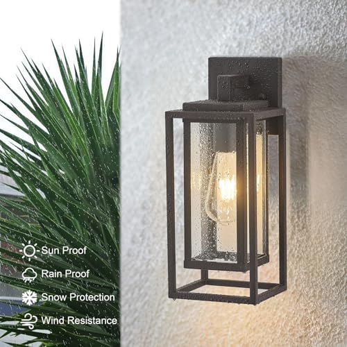 14" Double Cage Outdoor Wall Light, 2Pack Exterior Lantern Sconce - Image 4