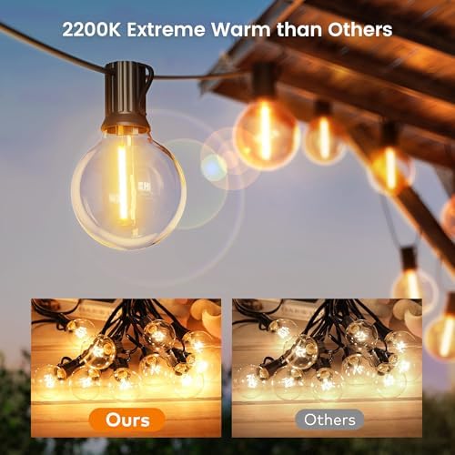 OHLUX Outdoor String Lights,110FT Dimmable Patio Lights with 52 Shatterproof 2200K LED G40 Bulbs(2 Spare),Waterproof Hanging Lights String for Outside Backyard Cafe Porch Deck Porch - Image 2