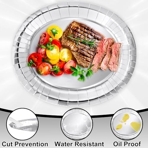 50 Pack Silver Foil Paper Plates, 12.2" X 10.2" Disposable Party Plates - Image 3
