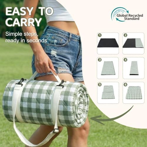 Genovega Waterproof Picnic Blanket Outdoor Camping Beach Mat Rug Extra Large Foldable Car Essential Roadtrip Gadget Accessories Glamping Tent Gear Must Haves Hiking Stuff Backpacking Necessities Gift - Image 5
