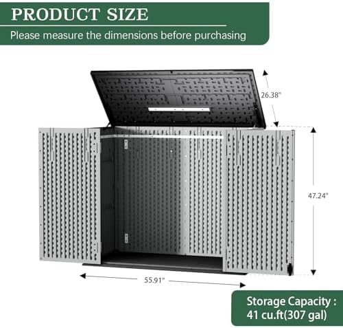 Outdoor Storage Shed Resin Waterproof Storage Cabinet for Patio Garden - Image 2