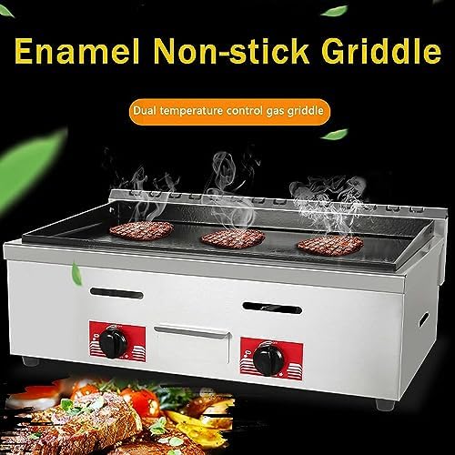 Gas Griddle LPG Commercial Stainless Steel Heavy Duty Restaurant Outdoor Tabletop Griddle Gas Baking Plate Burger Grill Burners for Camping, Tailgating, Kitchen-BBQ Grill with Knobs & Ignition - Image 2