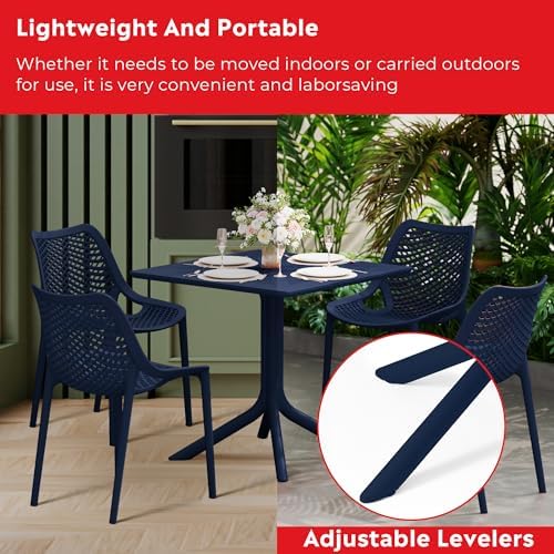 Costaelm Patio Dining Table for 4, Square PP Patio Table, 4-Person Weather Resistant Porch Tables for Outside Poolside Deck Lawn Garden Backyard, Navy Blue - Image 5