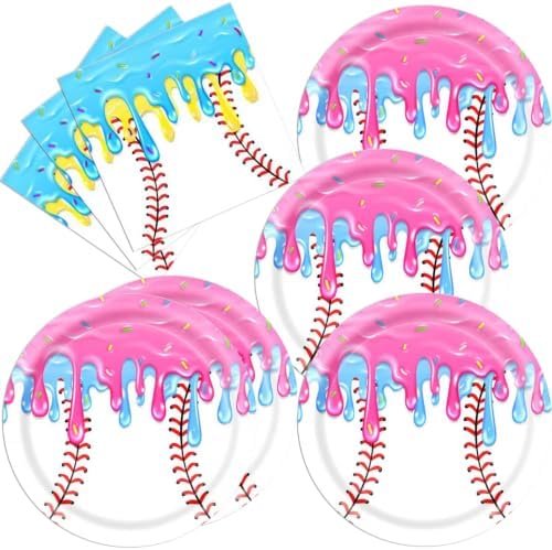 40pcs Ice Cream Drip Baseball Party Supplies Ice Cream Ball Plates and Napkins for Team Sport Birthday Supplies,Suitable for 20 Guests by Unknown