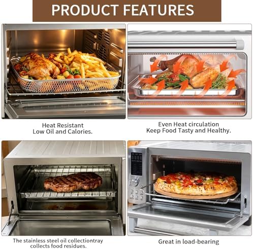 4 IN 1 Set Baking Pan Basket Crumb Tray Cooling Rack for Nuwave Bravo Pro 21 Qt Smart Air Fryer Convection Toaster Oven, Air Fryer Grill Pan Plate Crisper Plate Accessories Replacement Parts - Image 4