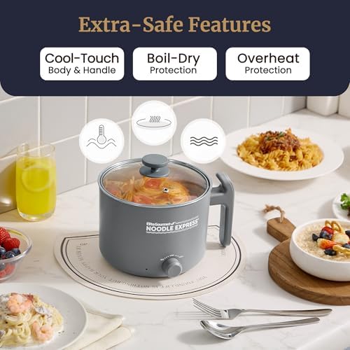 Elite Gourmet 1.25Qt Noodle Express Electric Hot Pot, Stainless Steel - Image 6