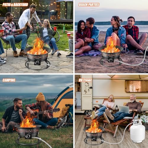 GasBRUH Outdoor Portable Propane Fire Pit, 19-Inch,60,000 BTU with Cover&Carry Kit,Camping Propane Fire Pits,Gas Firebowl,Portable Gas Fire Pit for Outside Patio,Backyard,Camping,RV,Deck,Tailgating - Image 6