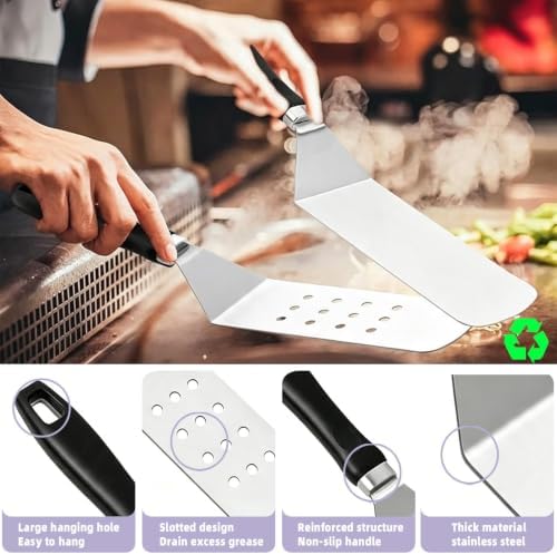 31pcs Griddle Accessories Kit for Blackstone,Professional Hibachi Flat Top Grill Tools,Enlarged Spatula Gift Set with Basting Cover,Burger Press Patty Maker for Outdoor BBQ Teppanyaki,BBQ Tool Set - Image 4