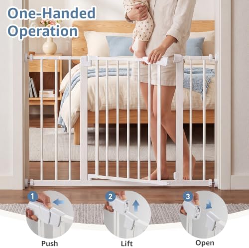 DUMOS 30-40.5" Baby Gate for Stairs & Doorways, Auto Close, White - Image 4