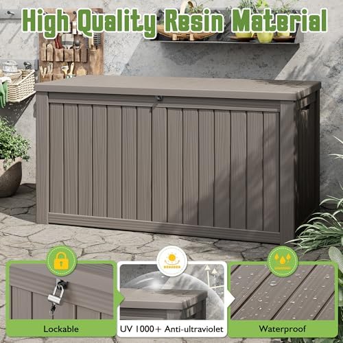 Outdoor Storage Waterproof Deck Box for Patio (160 Gallon, Grey) - Image 3