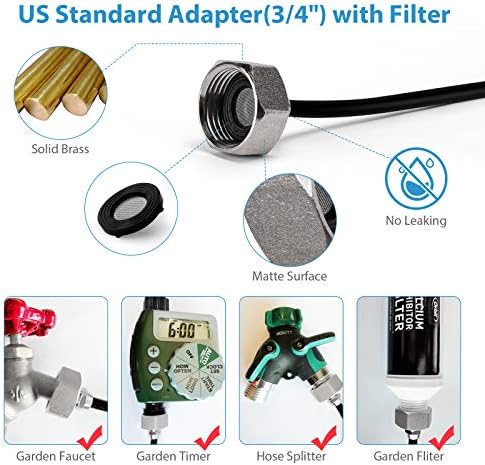 lifeegrn Misting Cooling System: Outdoor Mister System for Patio, 20 FT Misting Line+5 Mist Nozzles+3/4" Brass Adapter Garden Trampoline Greenhouse - Image 5