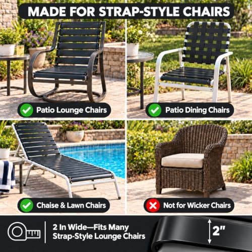 LukLoy 2" Wide 20ft Long Vinyl Straps for Patio Chairs Repairs, Black - Image 5