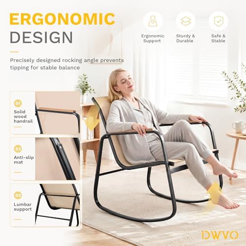 DWVO 4-Piece Rocking Patio Furniture Set, Textilene Conversation Set, Brown - Image 5