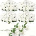 100Pcs White Roses Artificial Flowers with Stems，Fake Roses Bouquet Fake Flowers Bulk，Silk Velvet Roses for Wedding Centerpieces Arrangement Baby Shower Birthday Home Decor Gifts by Cherica