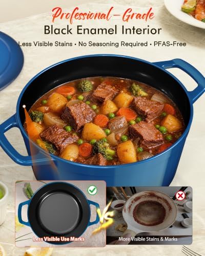 Nuwave 6 Qt PFAS-Free Enameled Cast Iron Dutch Oven Pot with Lid, Santorini - Image 3