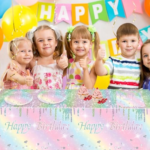 41Pcs Pastel Birthday Decorations Pastel Rainbow Tableware Set Disposable Paper Plates,Napkins,Tablecloth丨Rainbow Birthday Decorations for Girls,Baby Shower,Bridal Wedding Party Supplies,Serve 20 - Image 7