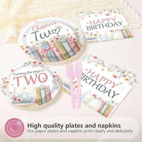 96 Pcs Storybook 2nd Birthday Party Decorations for Girls Serves 24 - Image 3
