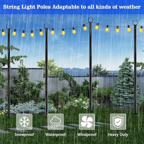 SINLEY 4 Pack String Light Poles,10 Ft Metal Poles with Fork for Outdoor String Lights,Outdoor Light Poles with Fork,Poles/Post/Stand for Outside,Patio,Deck,Backyard,Garden Wedding,Party - Image 5