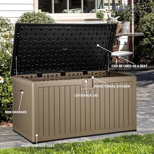 YITAHOME 260 Gallon Large Deck Box with Divider & Side Handles - Image 2