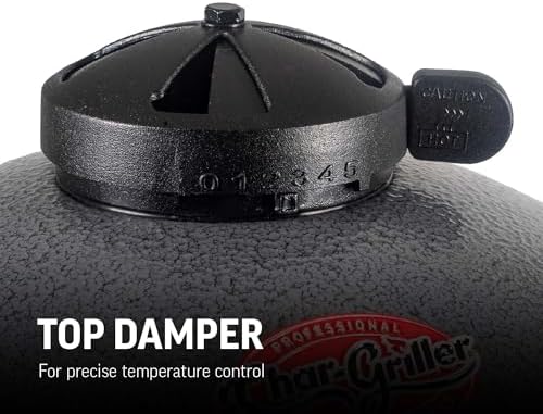 Char-Griller AKORN Jr. Portable Kamado Charcoal Grill and Smoker, Triple-Wall Insulated Steel with Cast Iron Grates and Locking Lid, 155 Sq. In. Cooking Area, Ash - Image 3