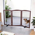 ZJSF Freestanding Dog Fence Indoor, Foldable Dog Gate for Doorways, Stairs or Hallways, Sturdy Wood Extra Wide Pet Gate with Support Feet for The House, Brown, 32 "Height-3 Panels by ZJSF