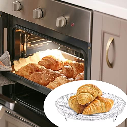 8 inch Air Fryer Racks, Air Fryer Universal Accessories, Baking Rack,Round Stackable Grill, Food-Grade Stainless Steel Kitchen Household, Fit all 4.2QT - 5.8QT air fryer,Oven - 3 Pack - Image 5